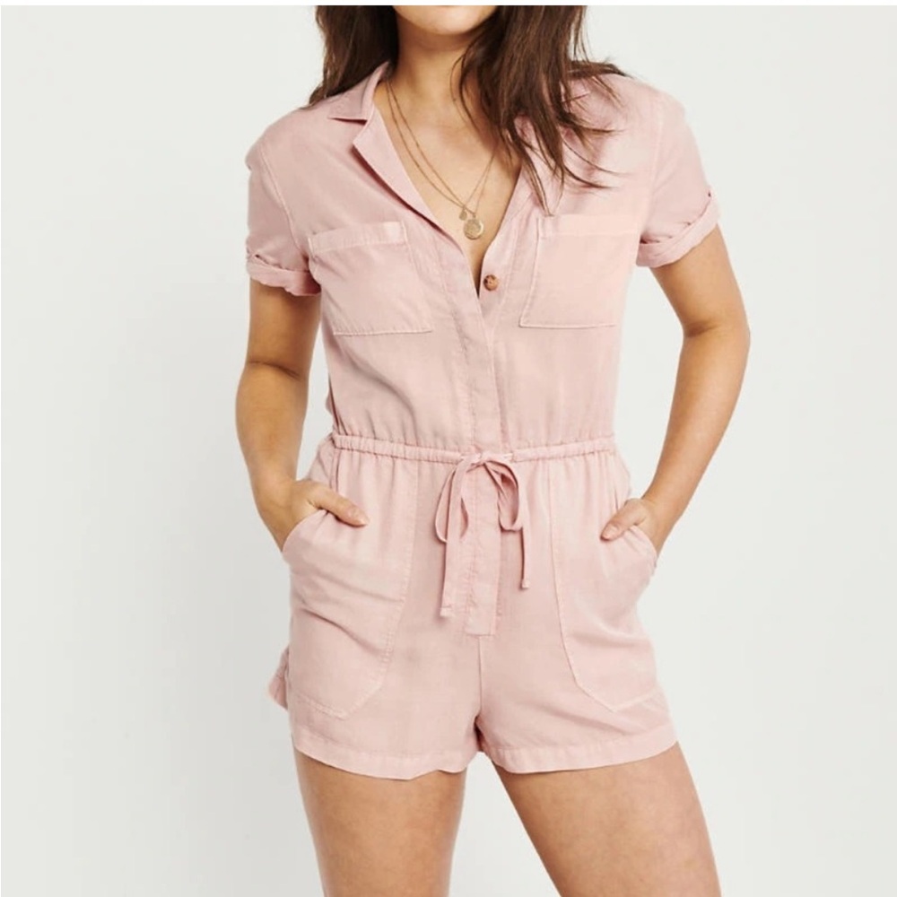 Abercrombie & Fitch Women’s XXSP Pink Utility Romper Drawstring Waist